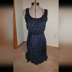Alice + Olivia Navy Sequin Midi Dress